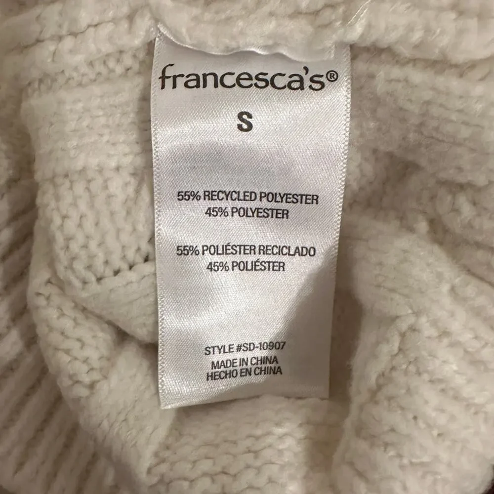 Francesca’s Cream‎ Cable Knit Sweater Women’s Small NWT Cozy Soft